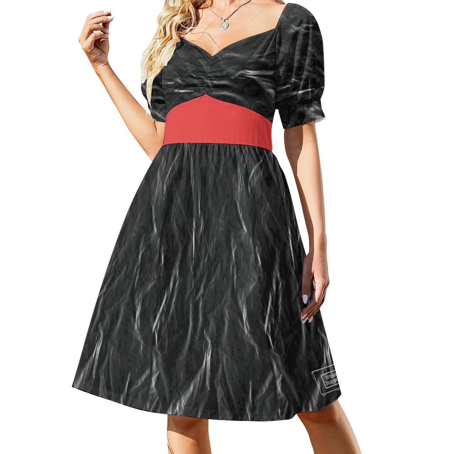 Trashbaggy Short Sleeve V Neck Lovely Dress (All-Over Printing)