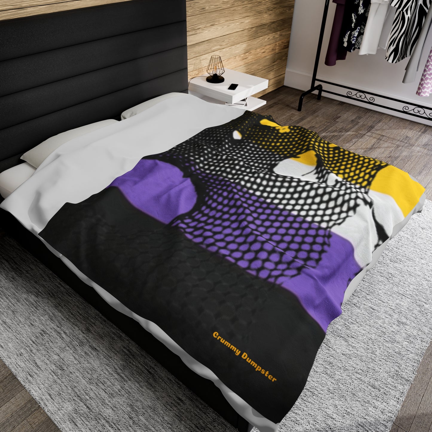 Non Binary Pride Fishnet Velveteen Plush Blanket