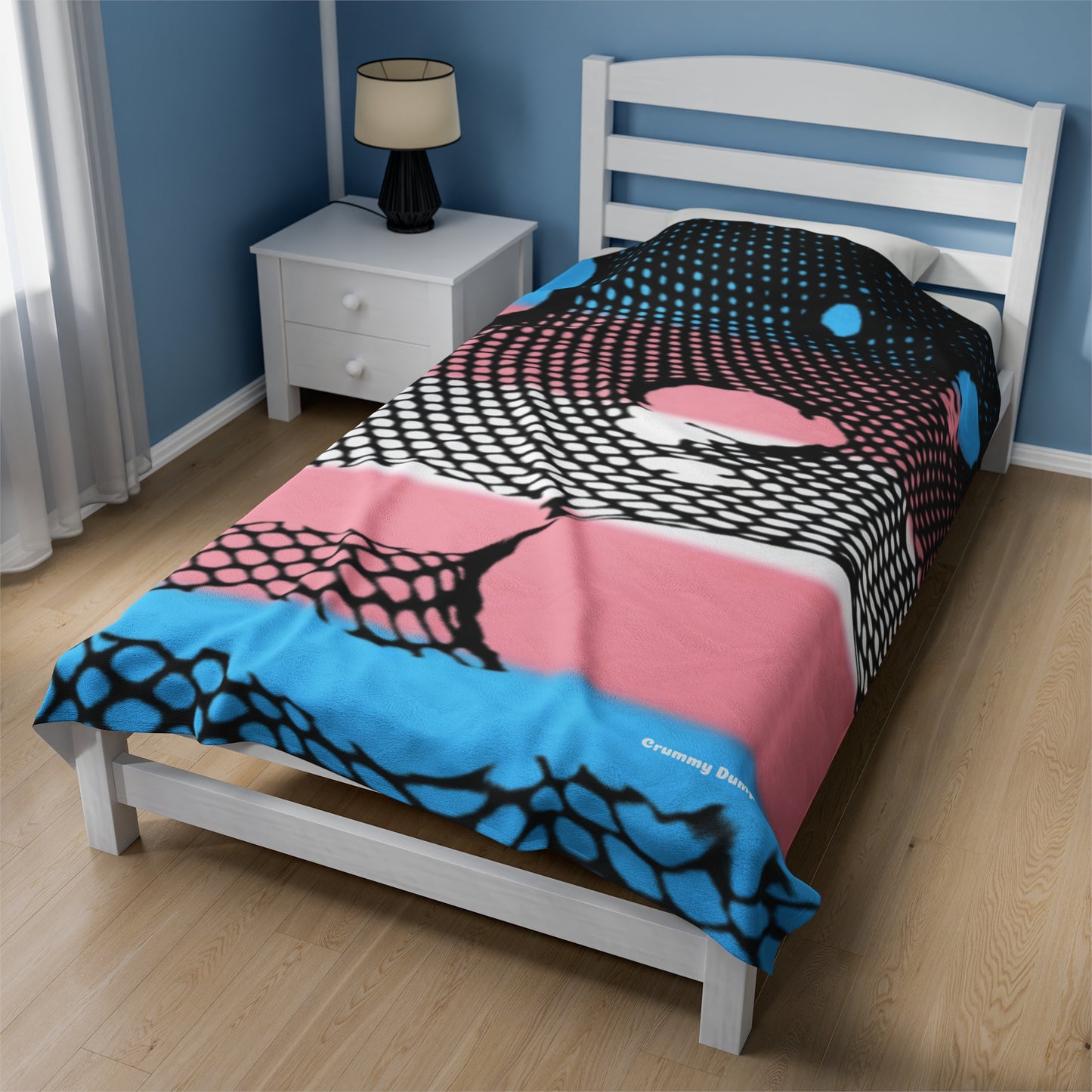 Trans pride fishnet Velveteen Plush Blanket