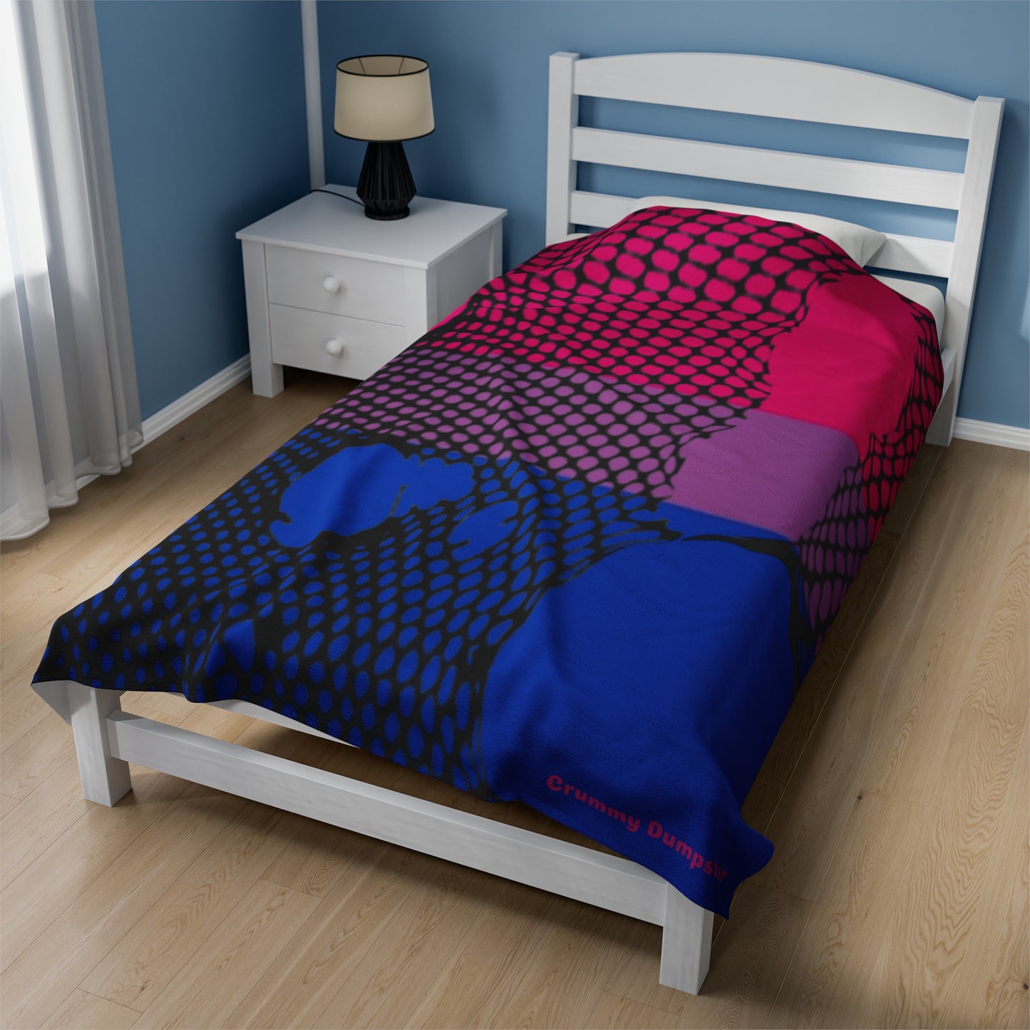 Bisexual Pride Fishnet Velveteen Plush Blanket