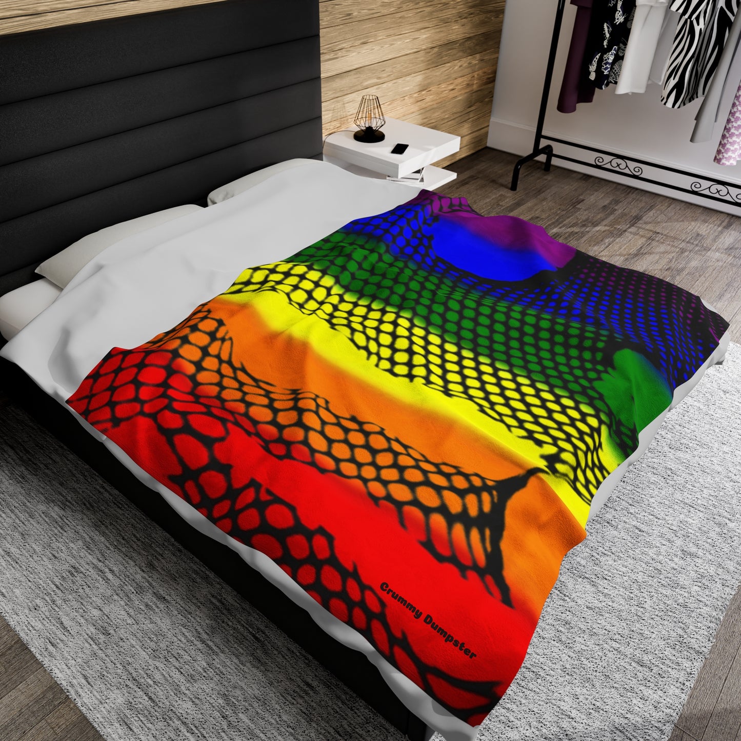 Rainbow Pride Fishnet Velveteen Plush Blanket
