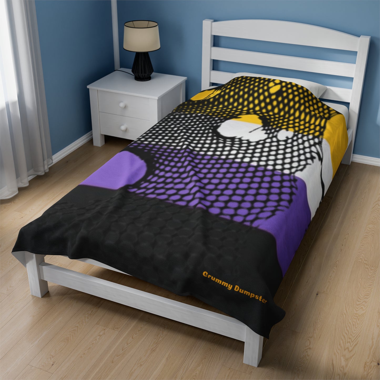 Non Binary Pride Fishnet Velveteen Plush Blanket