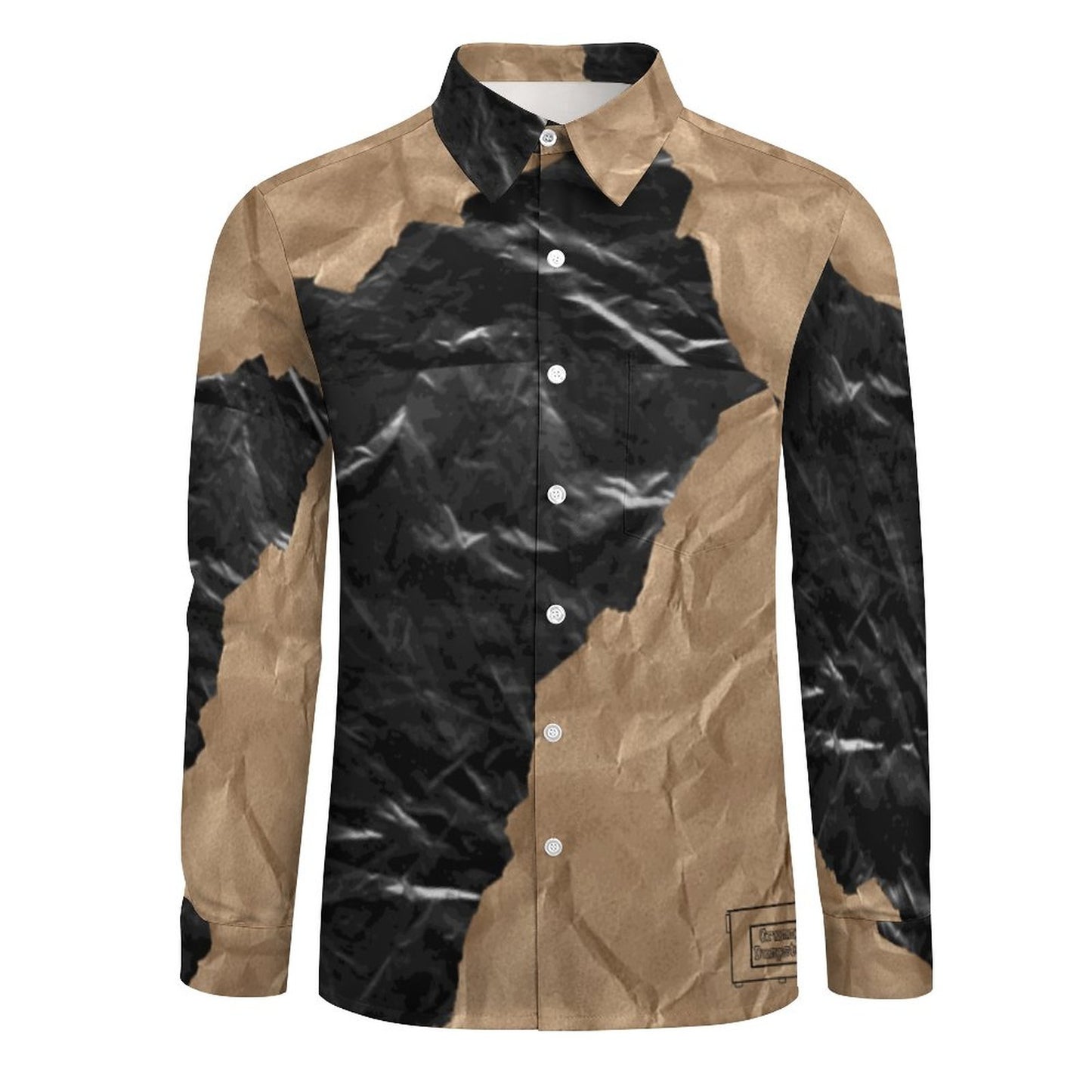 Trash Geode Faux Linen Men Long Sleeve Shirt with Pocket