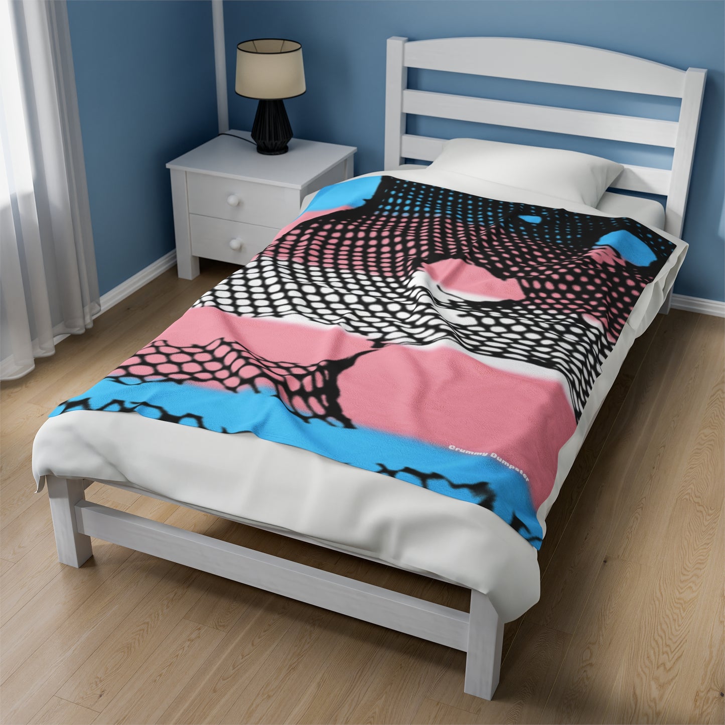Trans pride fishnet Velveteen Plush Blanket