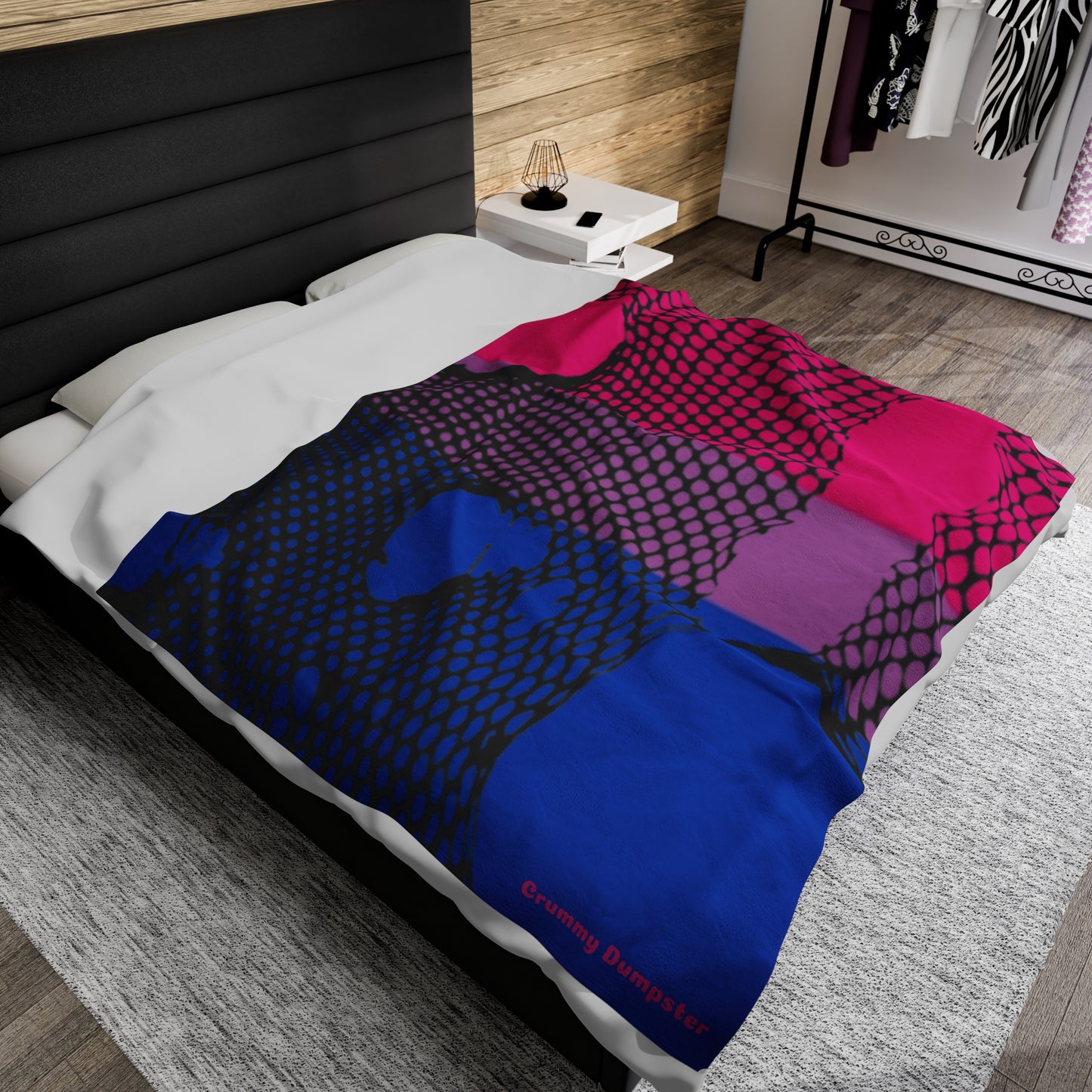 Bisexual Pride Fishnet Velveteen Plush Blanket