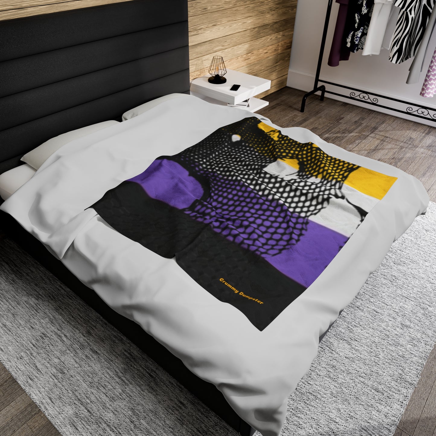 Non Binary Pride Fishnet Velveteen Plush Blanket