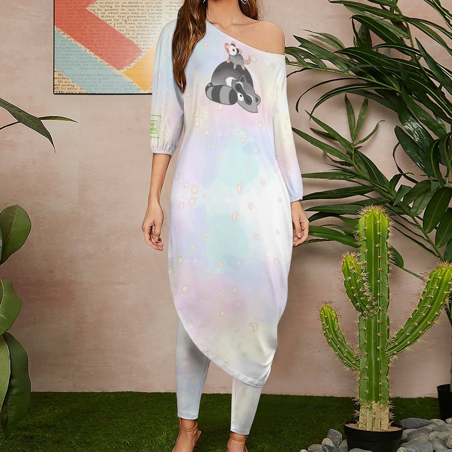 Trash Baby Diagonal Shoulder Two Piece Set