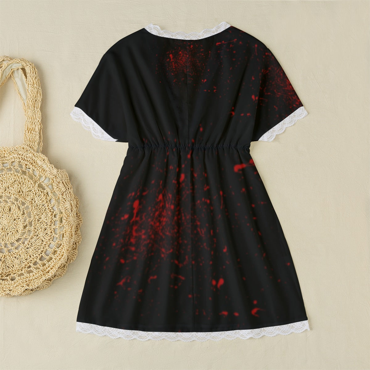 Oopsie Juice Lace Edge Dress/Sleepwear with Bat Sleeve