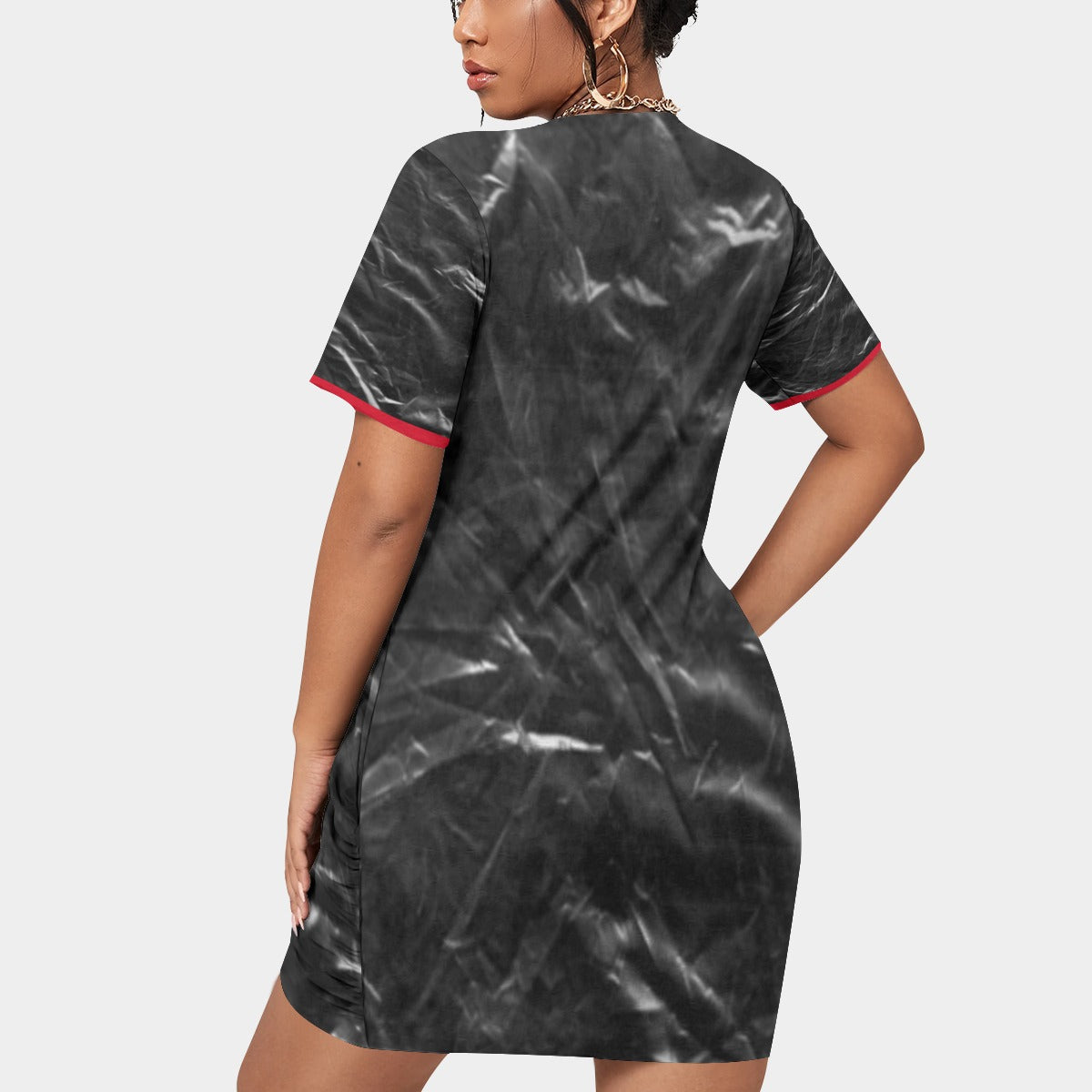 Body-ody Bag Stacked Hem Dress with Short Sleeve