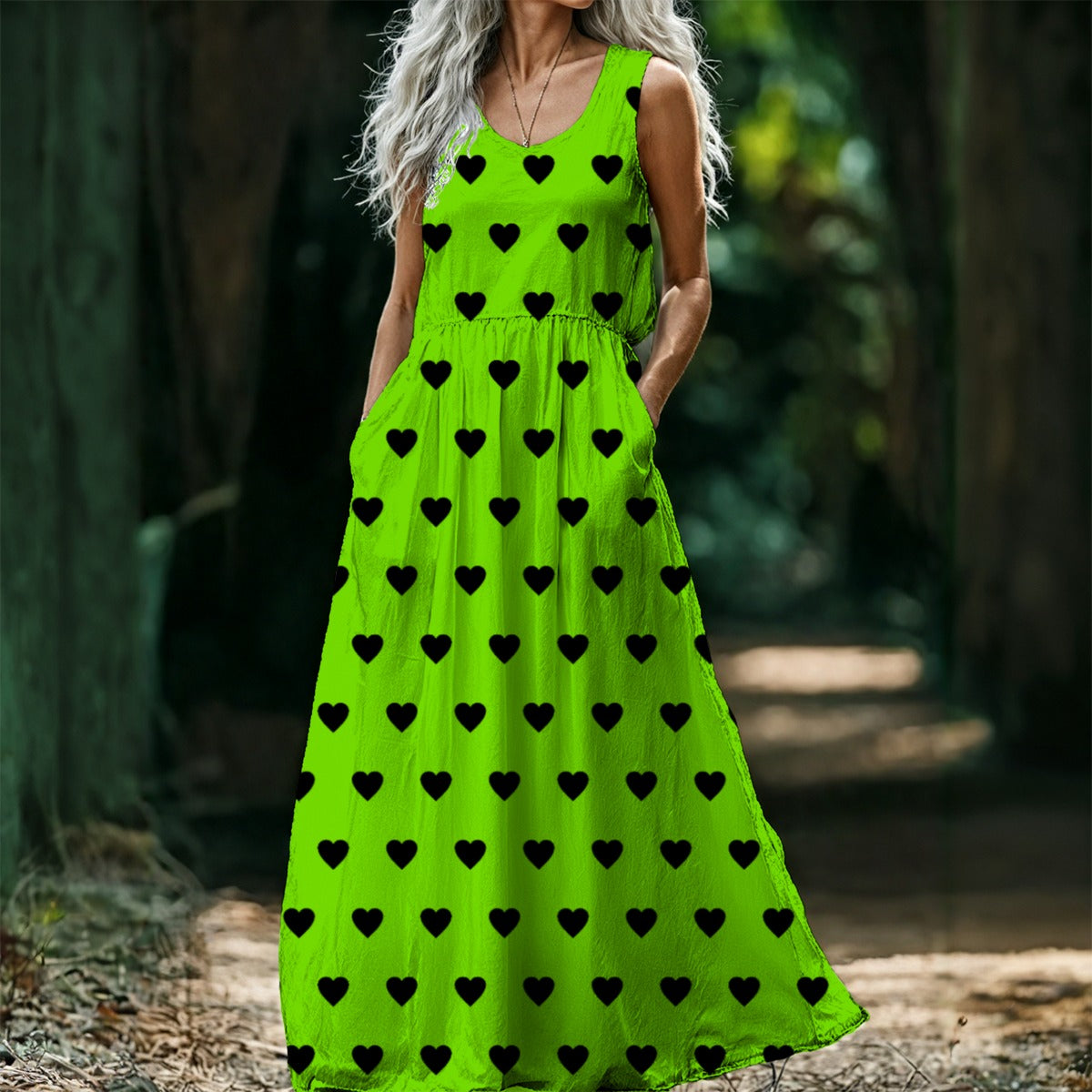 Heart Throb Green Sleeveless Maxi Dress