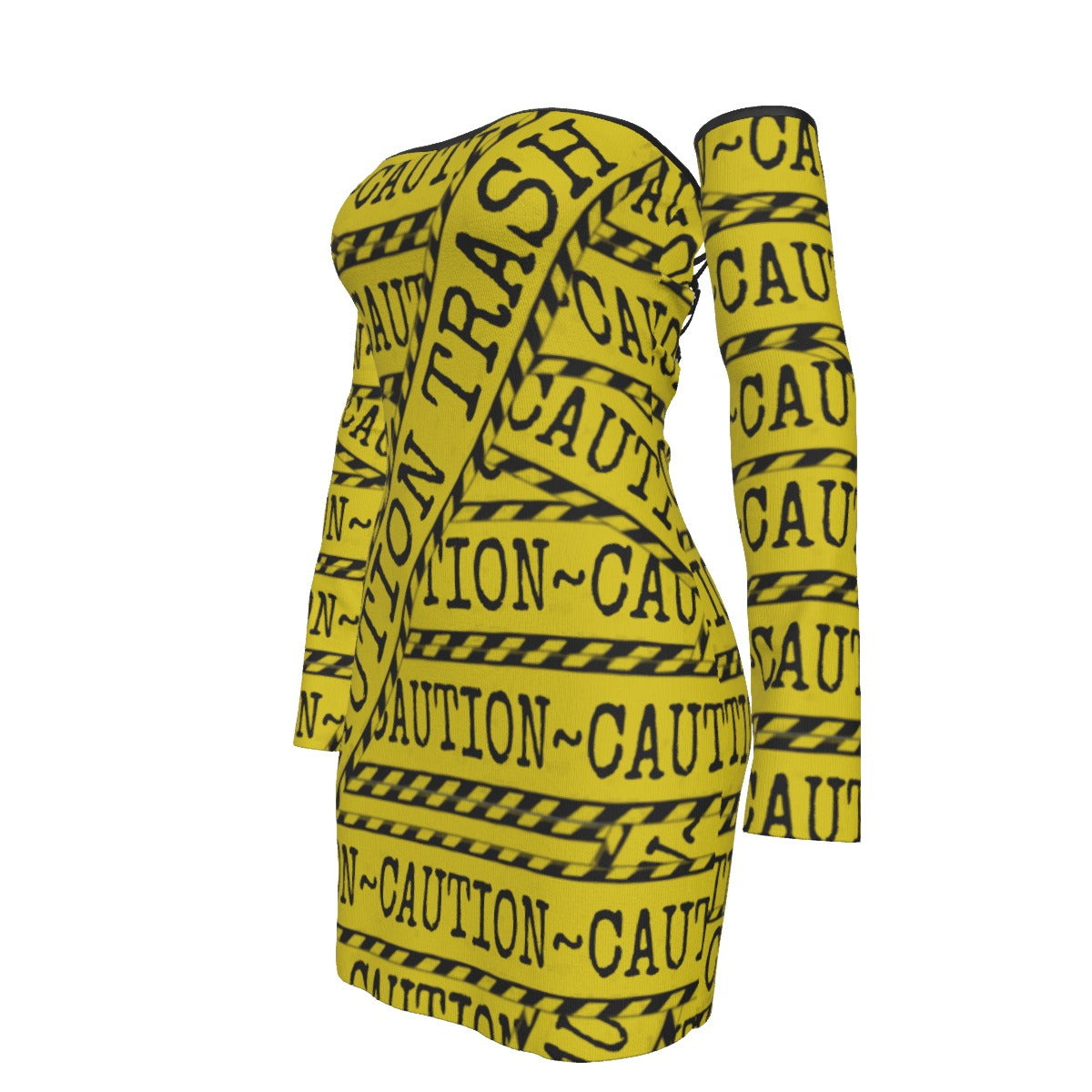 Caution Trash Off-shoulder Back Lace-up Dress