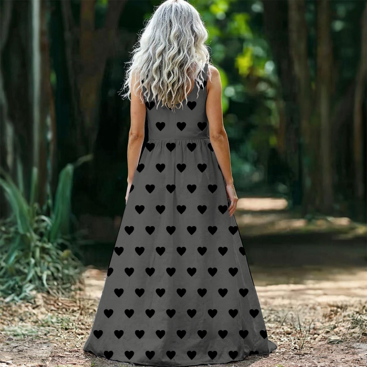 Heart Throb Gray Sleeveless Maxi Dress