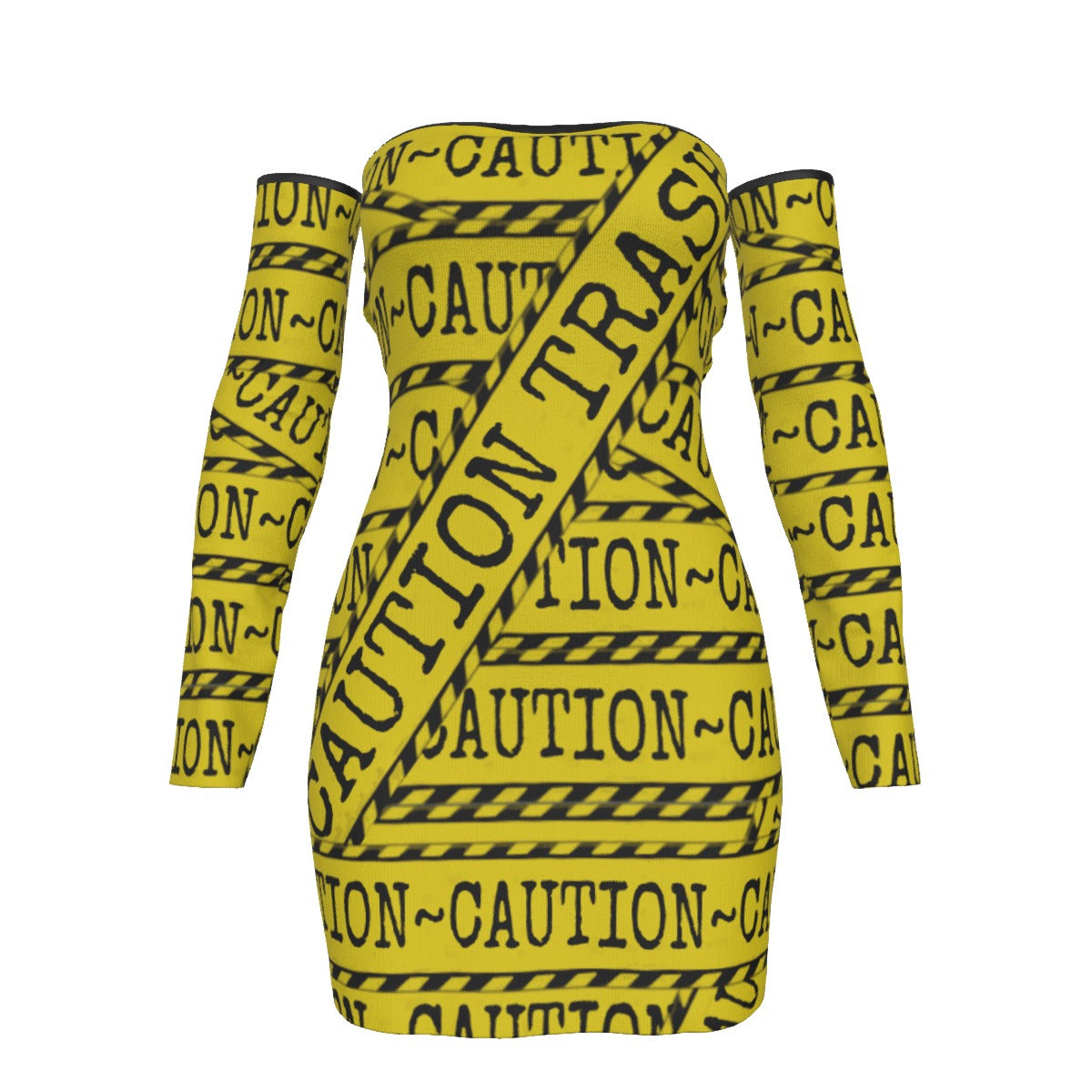 Caution Trash Off-shoulder Back Lace-up Dress