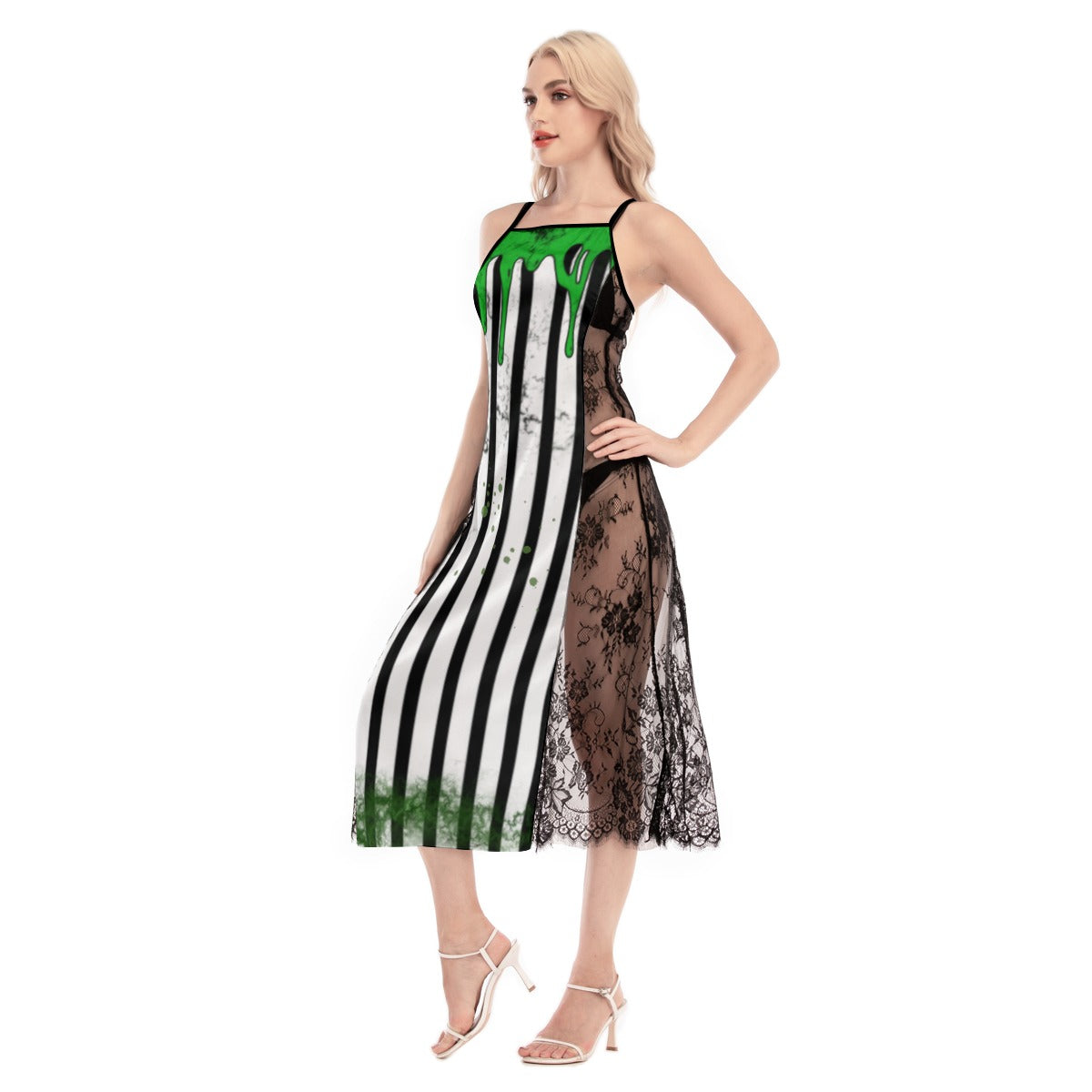 Beetle Gross Lace Cami Cross Back Dress
