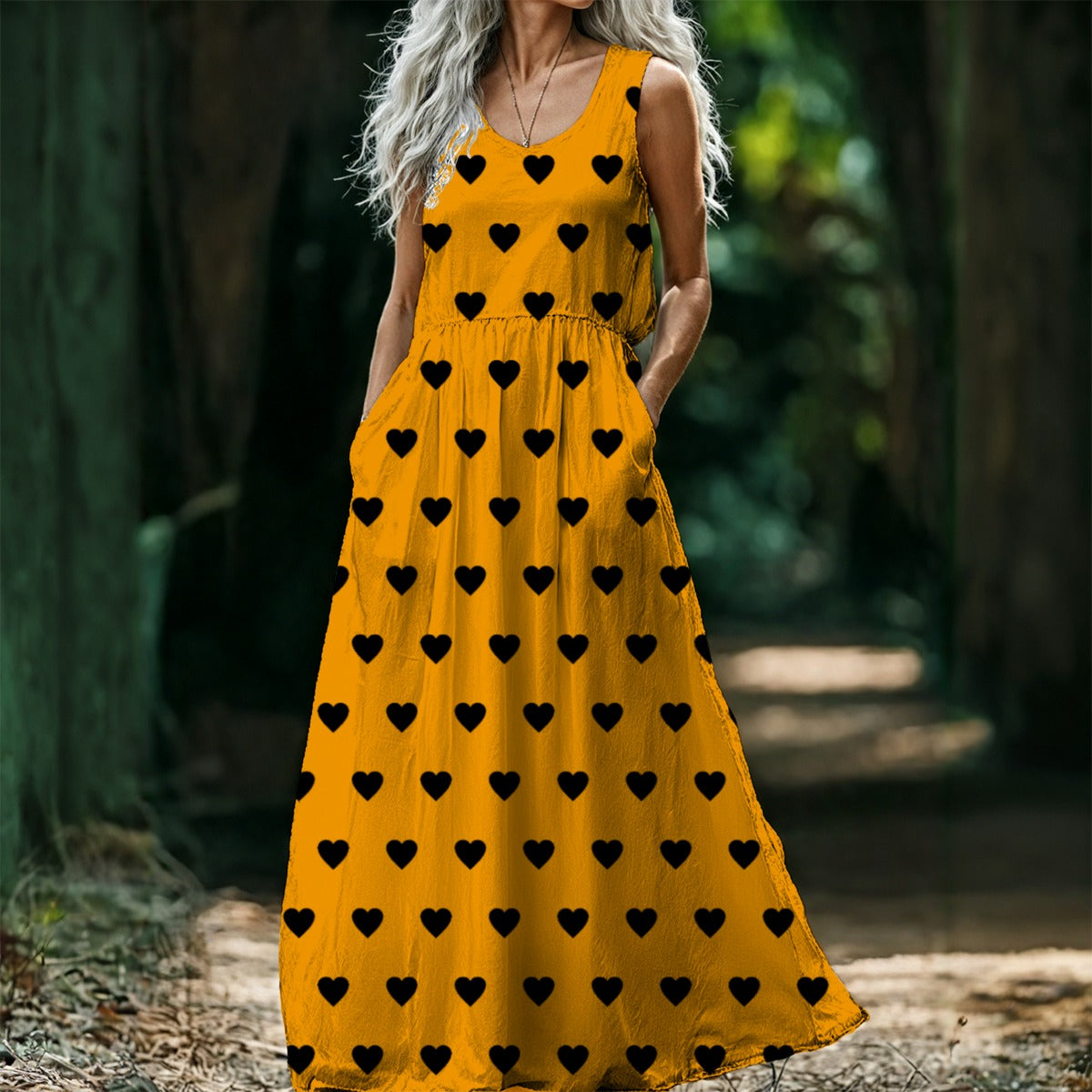Heart Throb Orange Sleeveless Maxi Dress