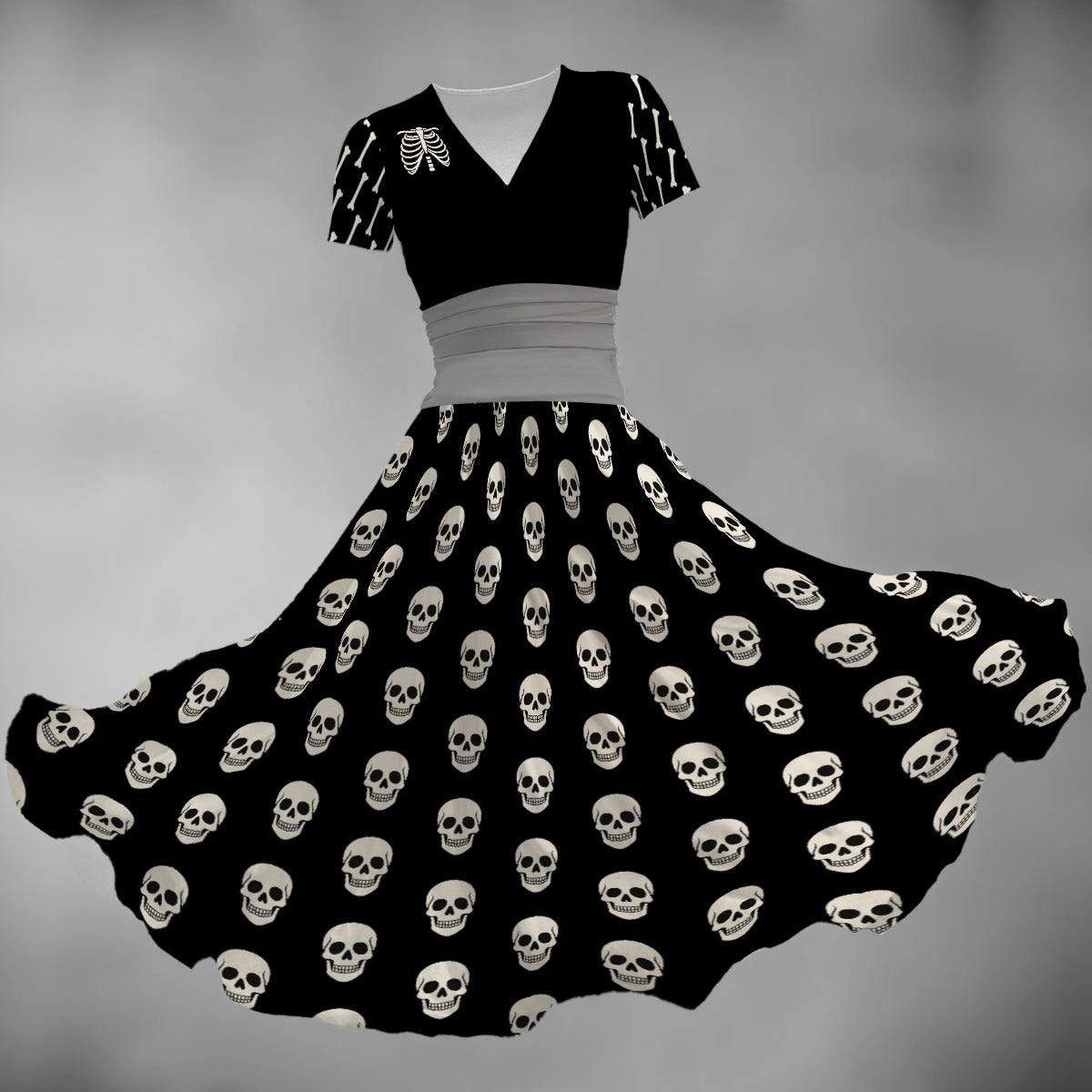 Skulls Of My Enemies V Neck Midi Dress