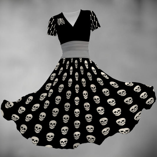 Skulls Of My Enemies V Neck Midi Dress