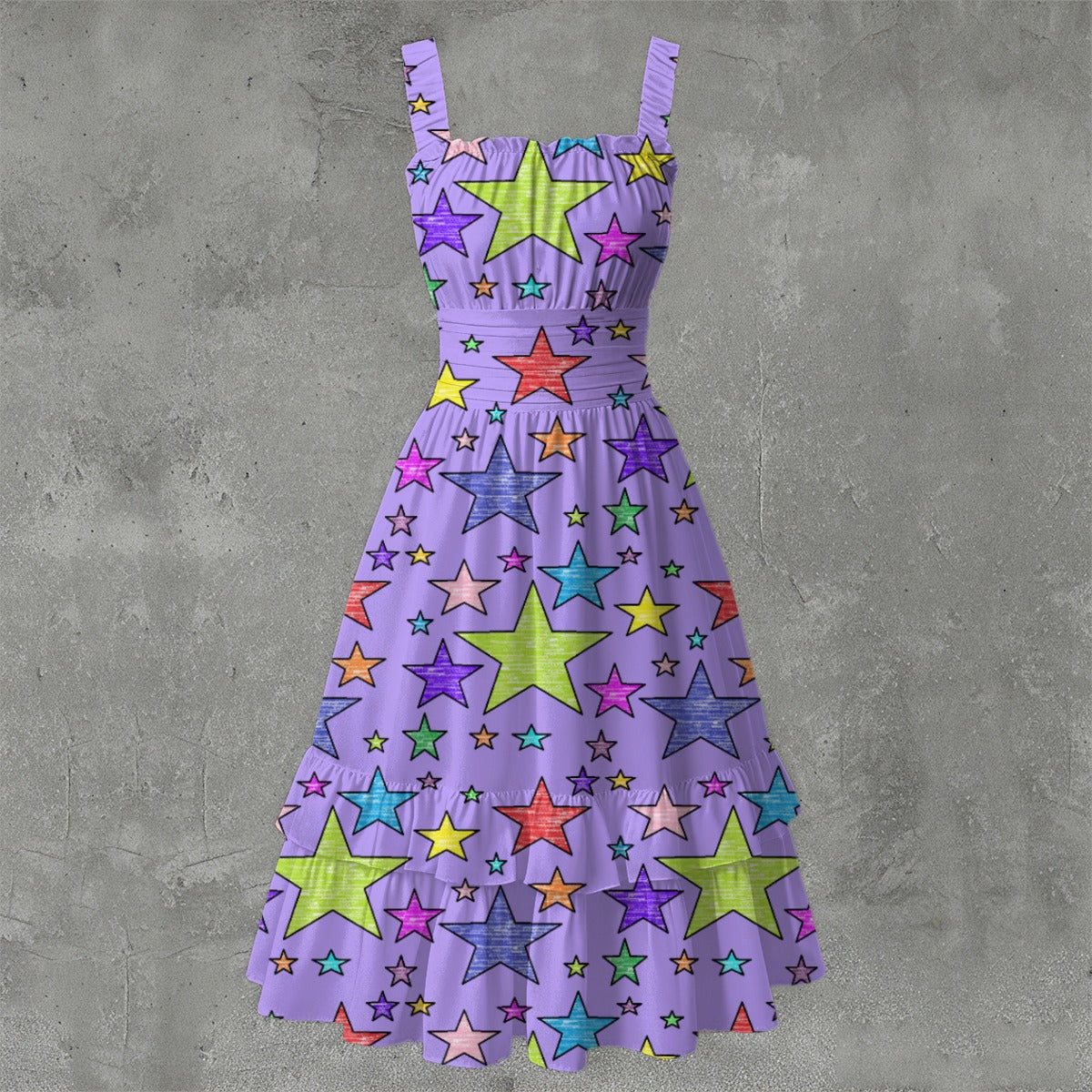 Starry Ruffle Hem Dress