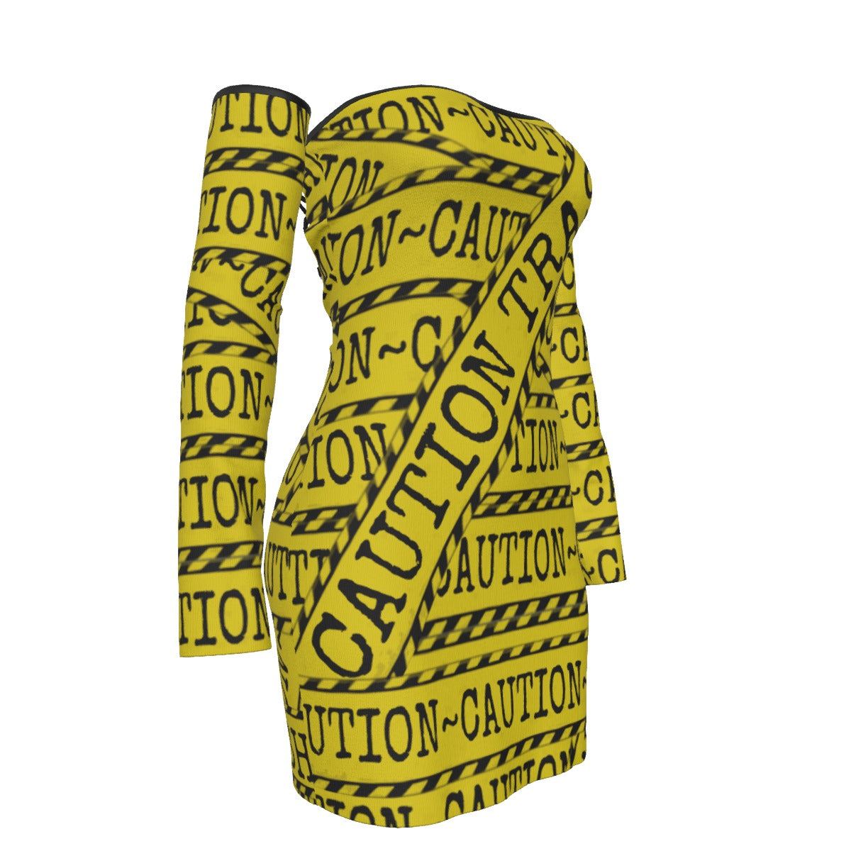 Caution Trash Off-shoulder Back Lace-up Dress
