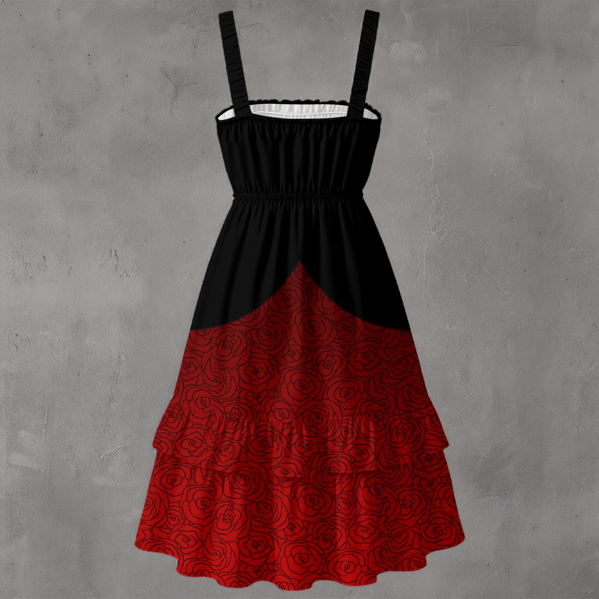 Red Queen Ruffle Hem Dress