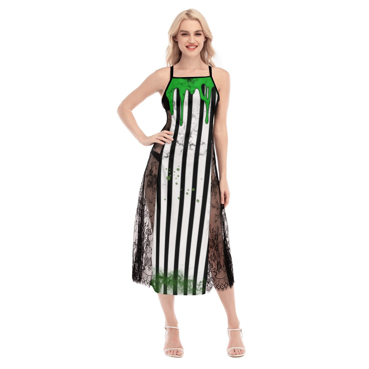 Beetle Gross Lace Cami Cross Back Dress