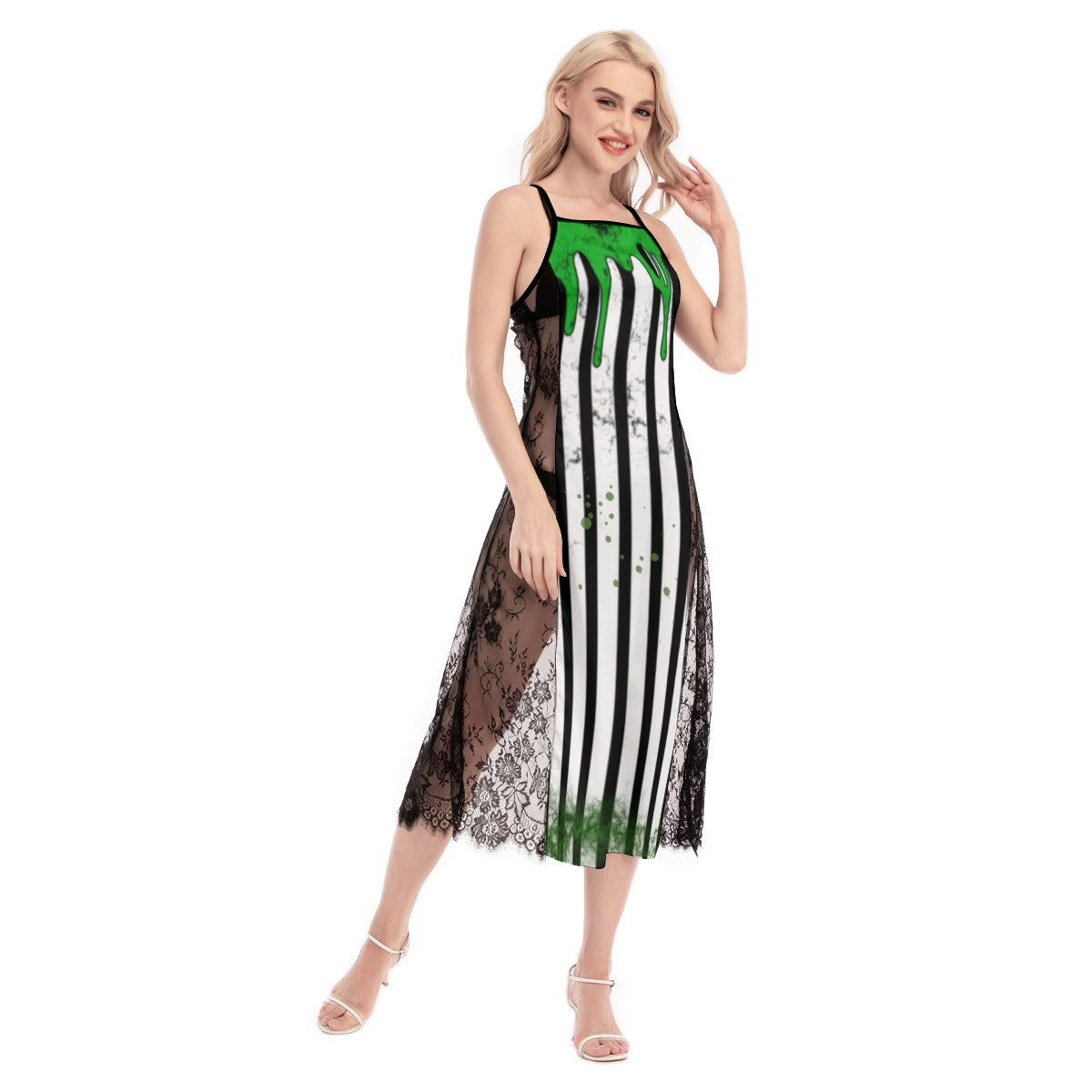 Beetle Gross Lace Cami Cross Back Dress