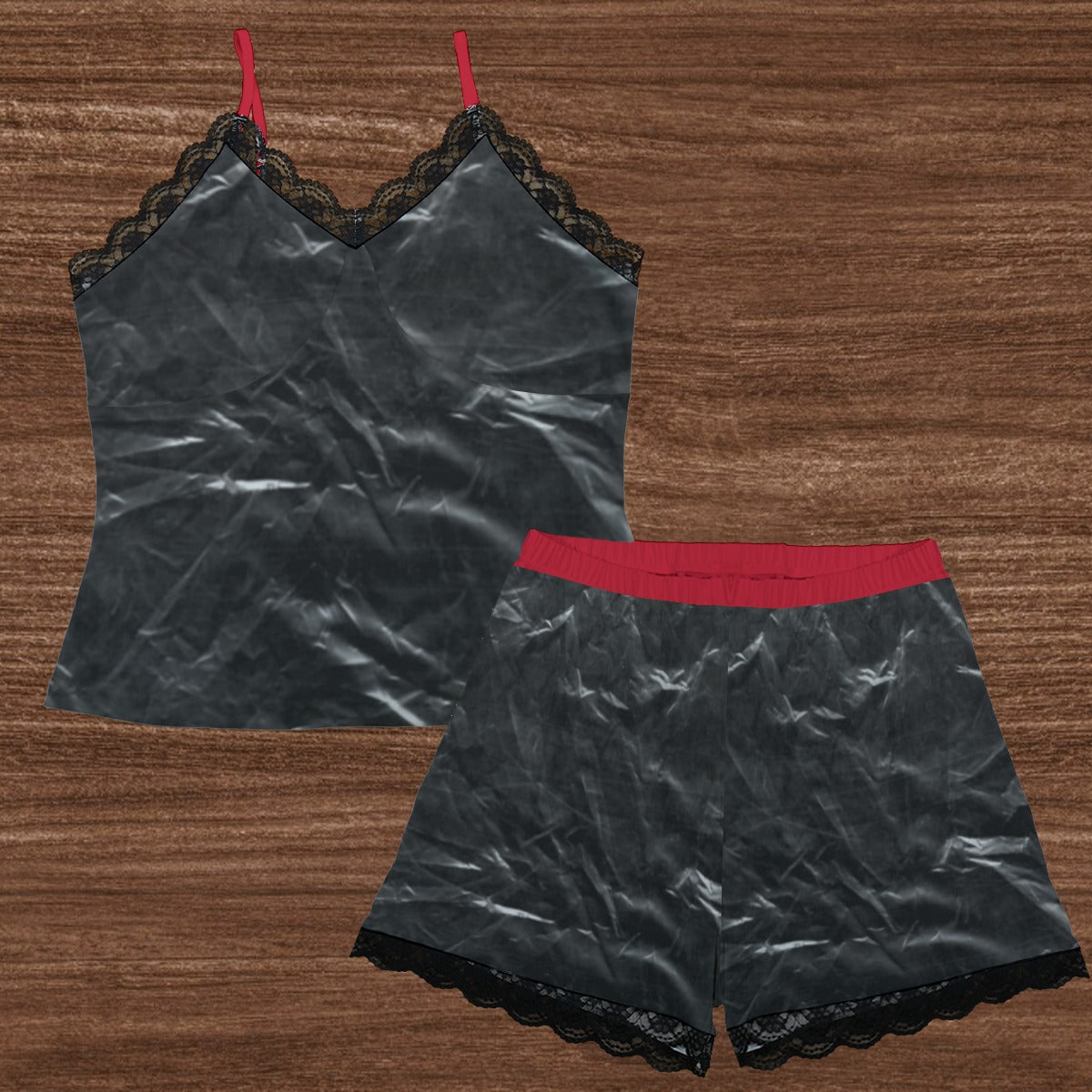 Binned Cami and Shorts Set with Lace Edge