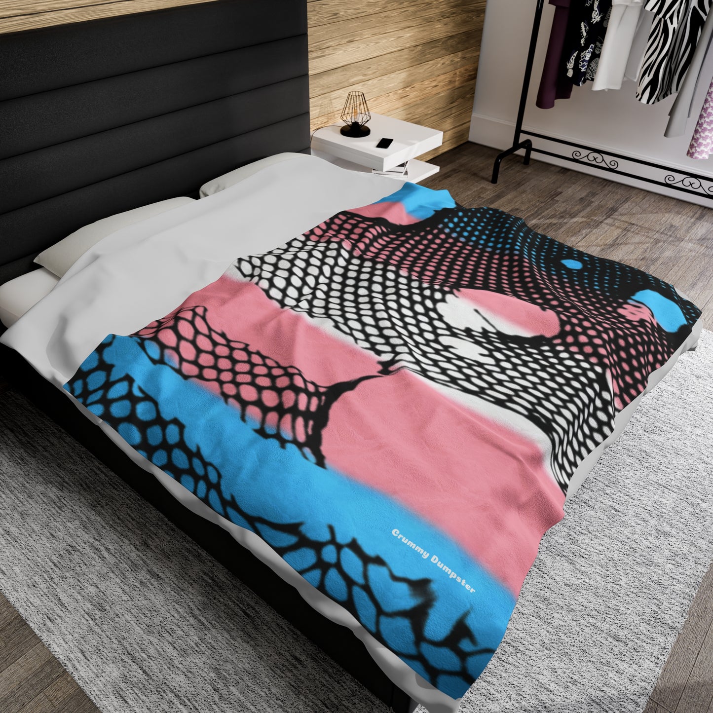 Trans pride fishnet Velveteen Plush Blanket