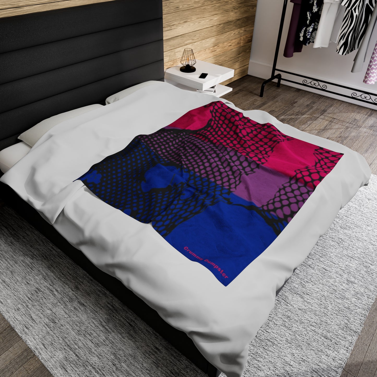 Bisexual Pride Fishnet Velveteen Plush Blanket