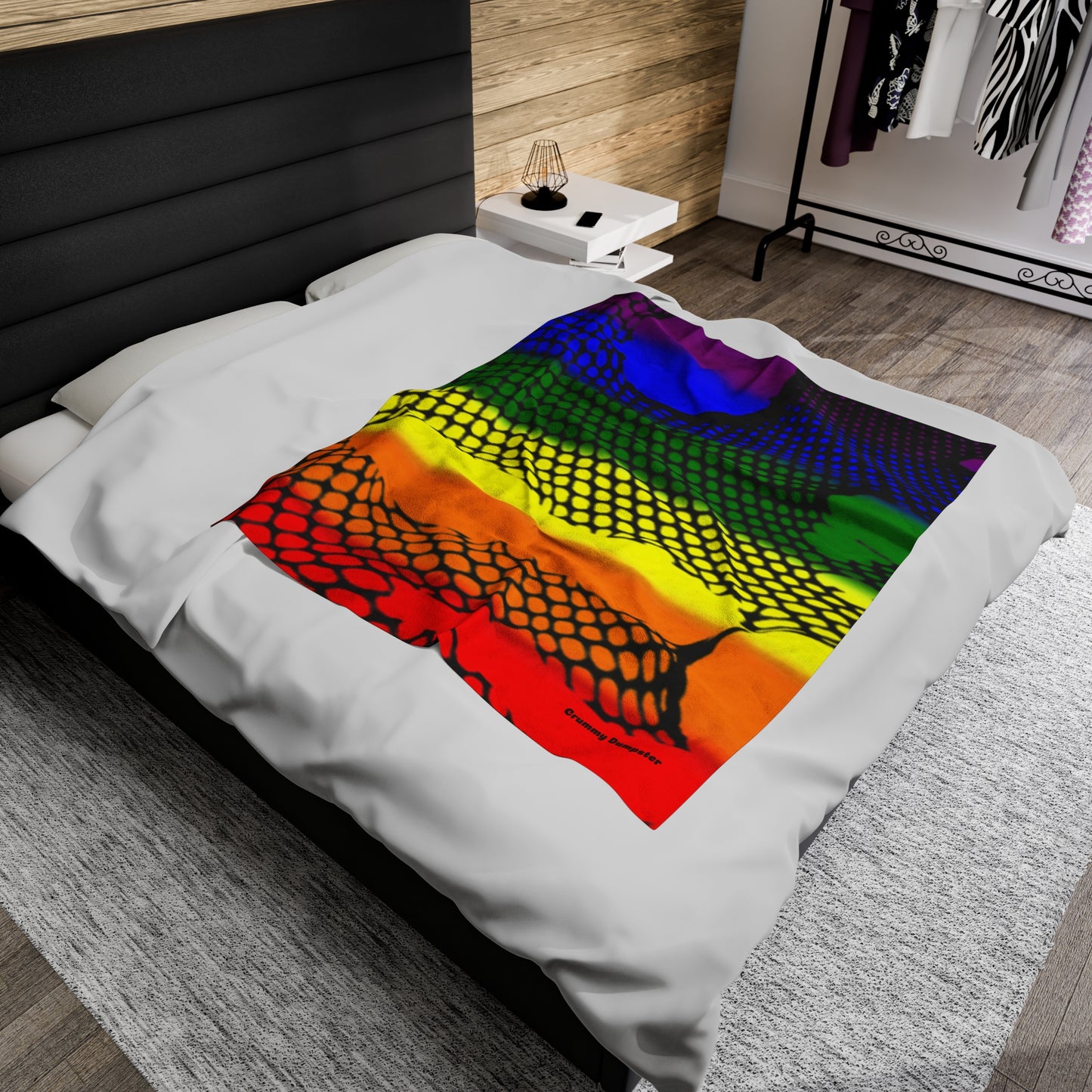 Rainbow Pride Fishnet Velveteen Plush Blanket