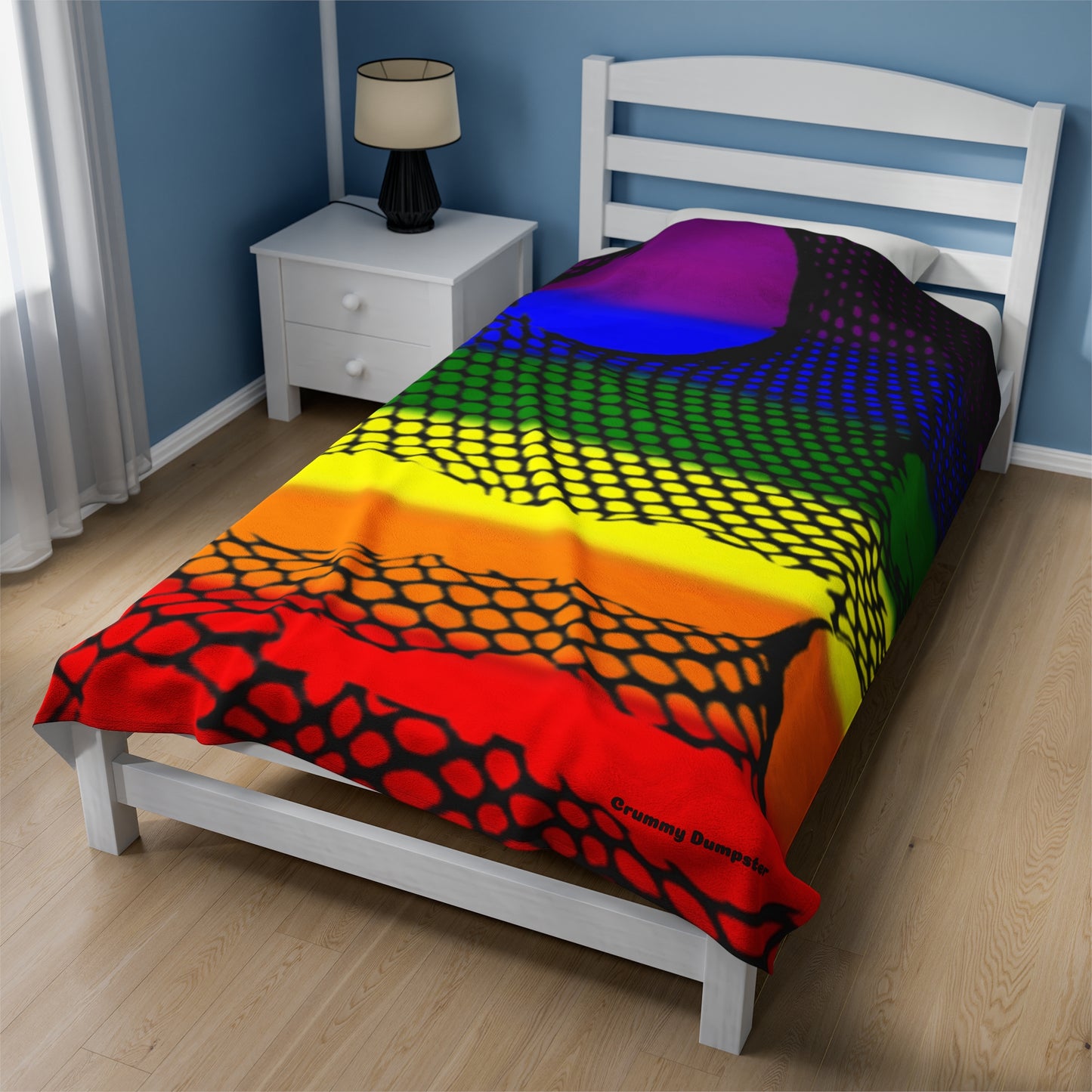 Rainbow Pride Fishnet Velveteen Plush Blanket
