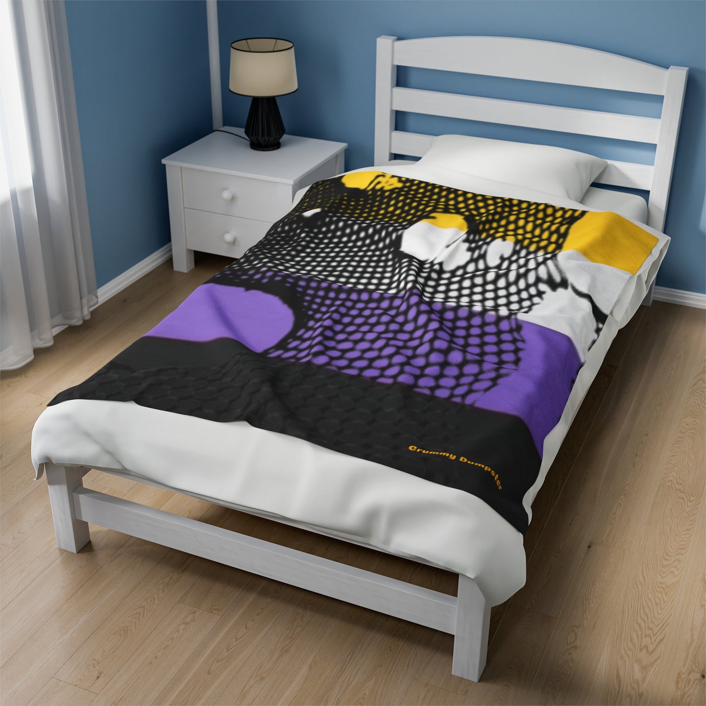 Non Binary Pride Fishnet Velveteen Plush Blanket
