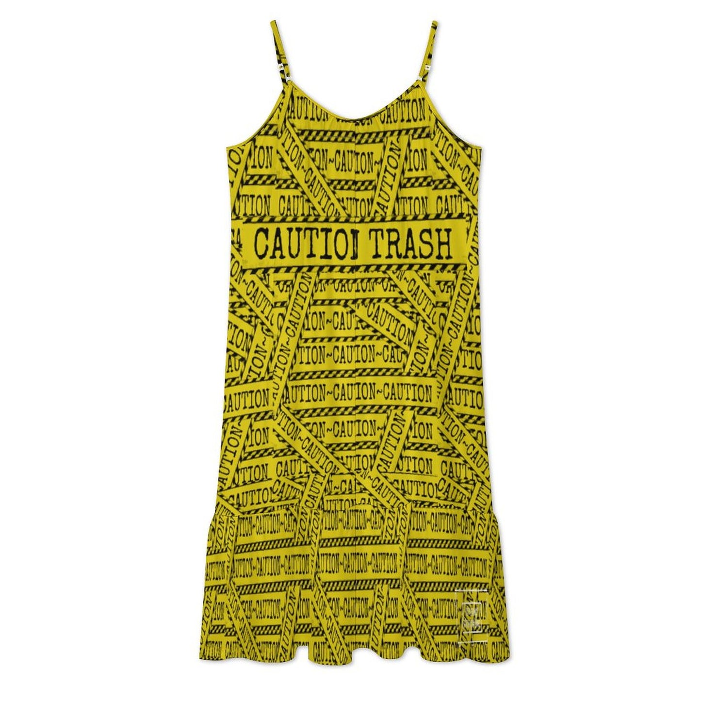 Caution Trash Spaghetti Strap Dress (All-Over Printing)
