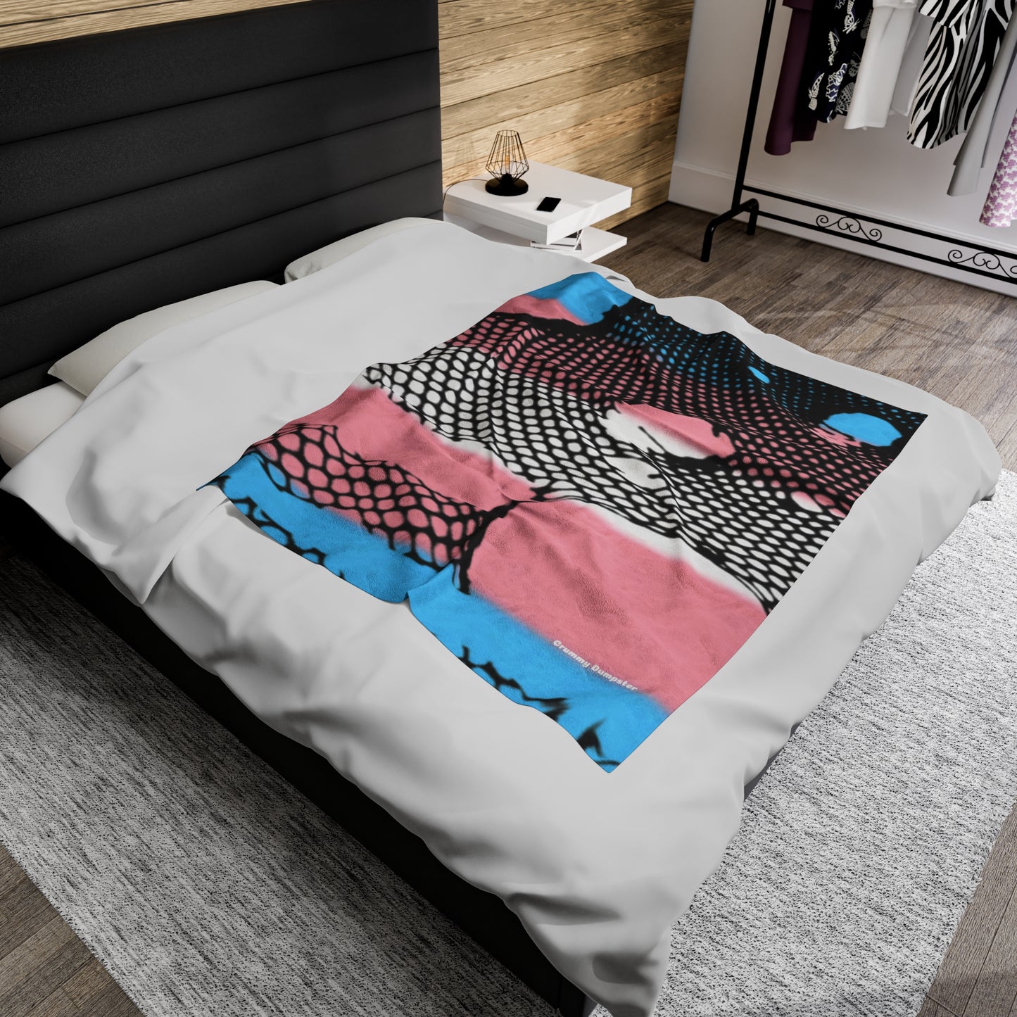 Trans pride fishnet Velveteen Plush Blanket