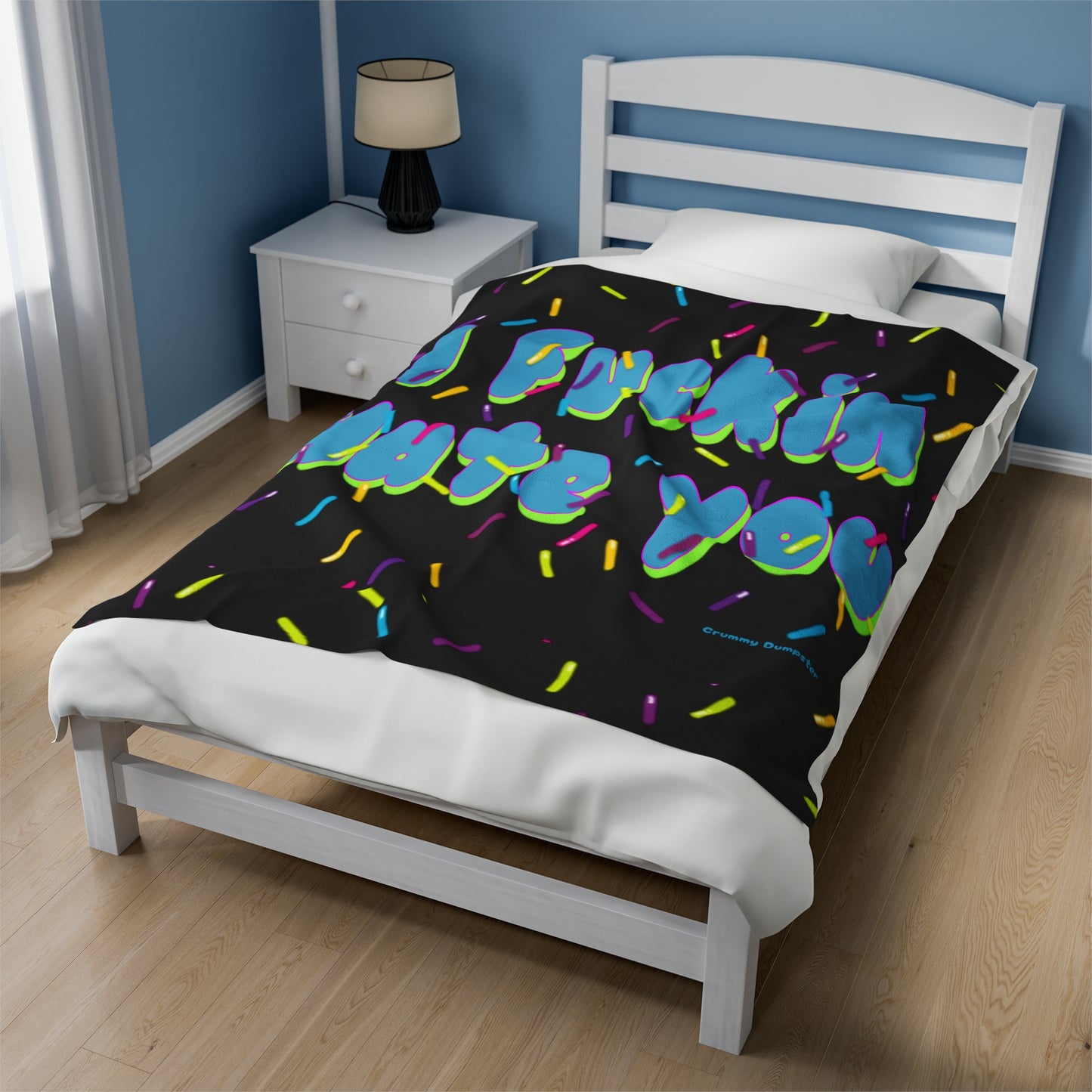 Hate You With Sprinkles Velveteen Plush Blanket