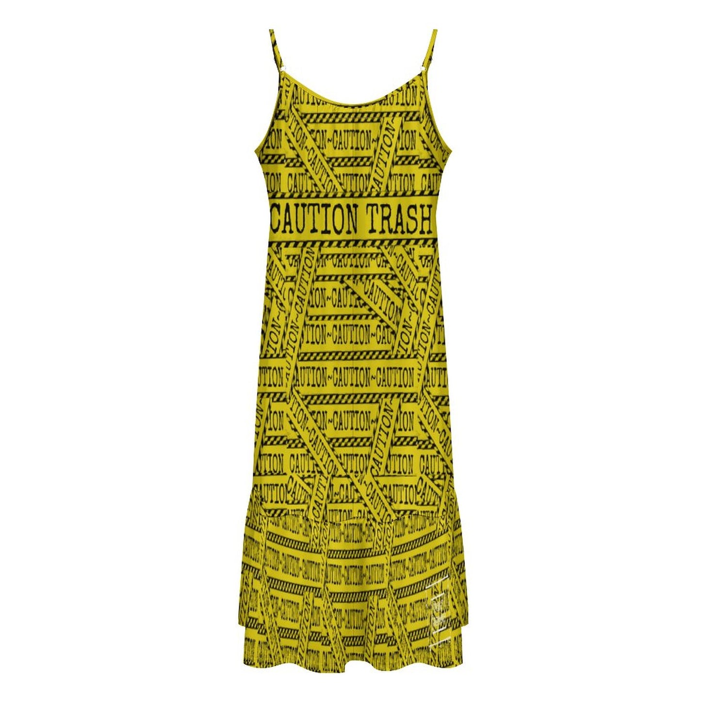 Caution Trash Spaghetti Strap Dress (All-Over Printing)