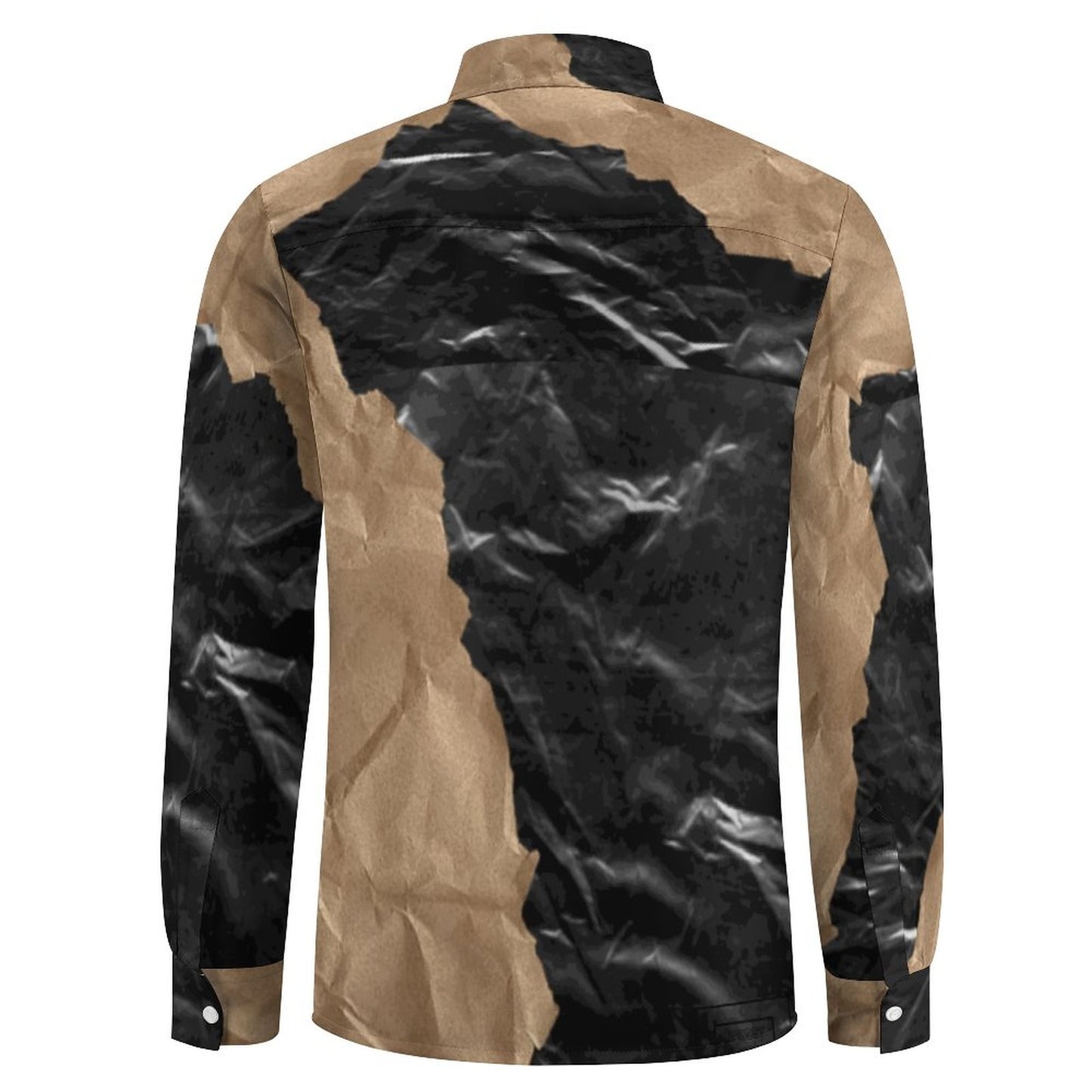 Trash Geode Faux Linen Men Long Sleeve Shirt with Pocket