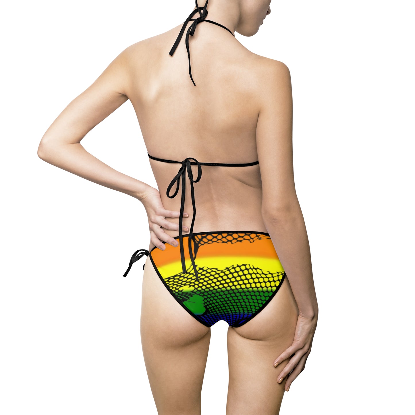 Rainbow Pride Fishnet Bikini Swimsuit (AOP)