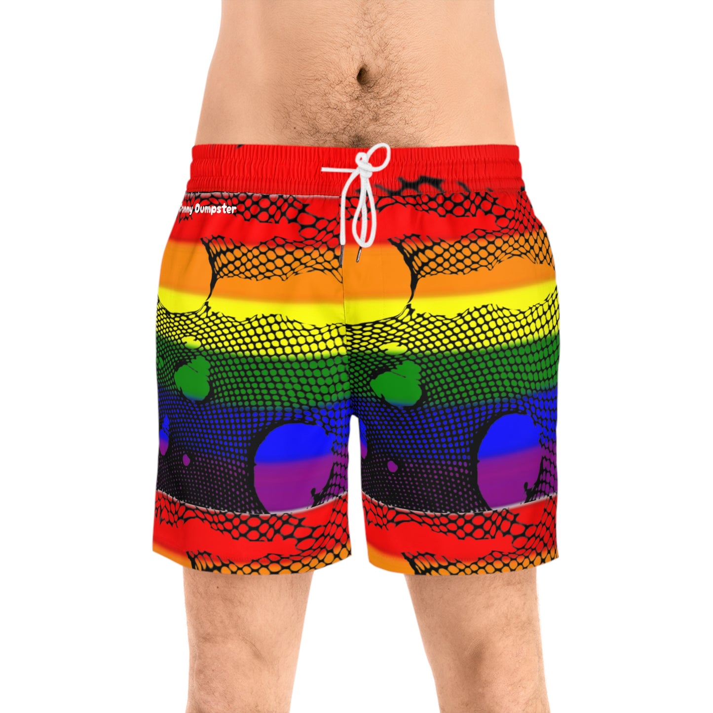 Rainbow Pride Fishnet Mid-Length Swim Shorts (AOP)