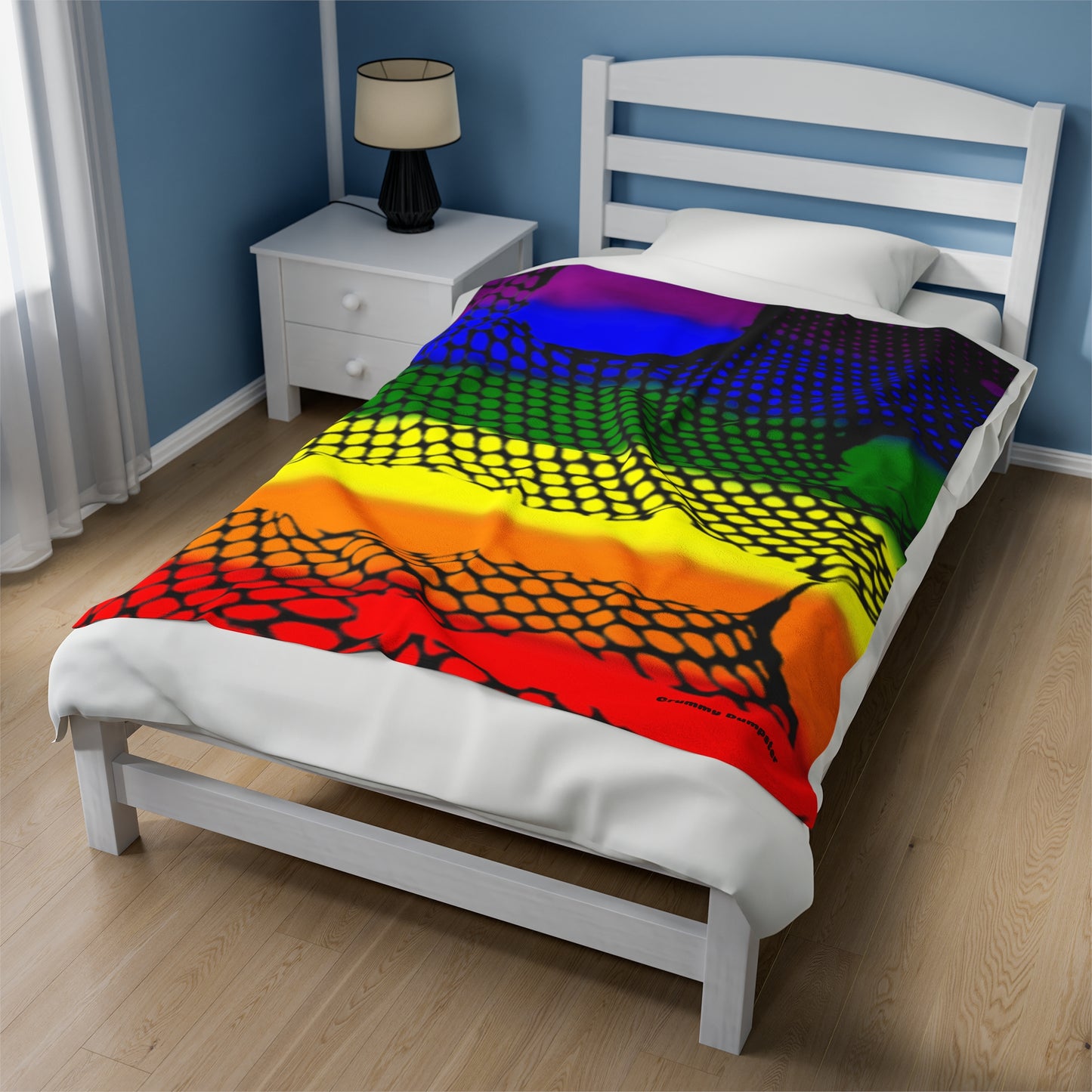 Rainbow Pride Fishnet Velveteen Plush Blanket