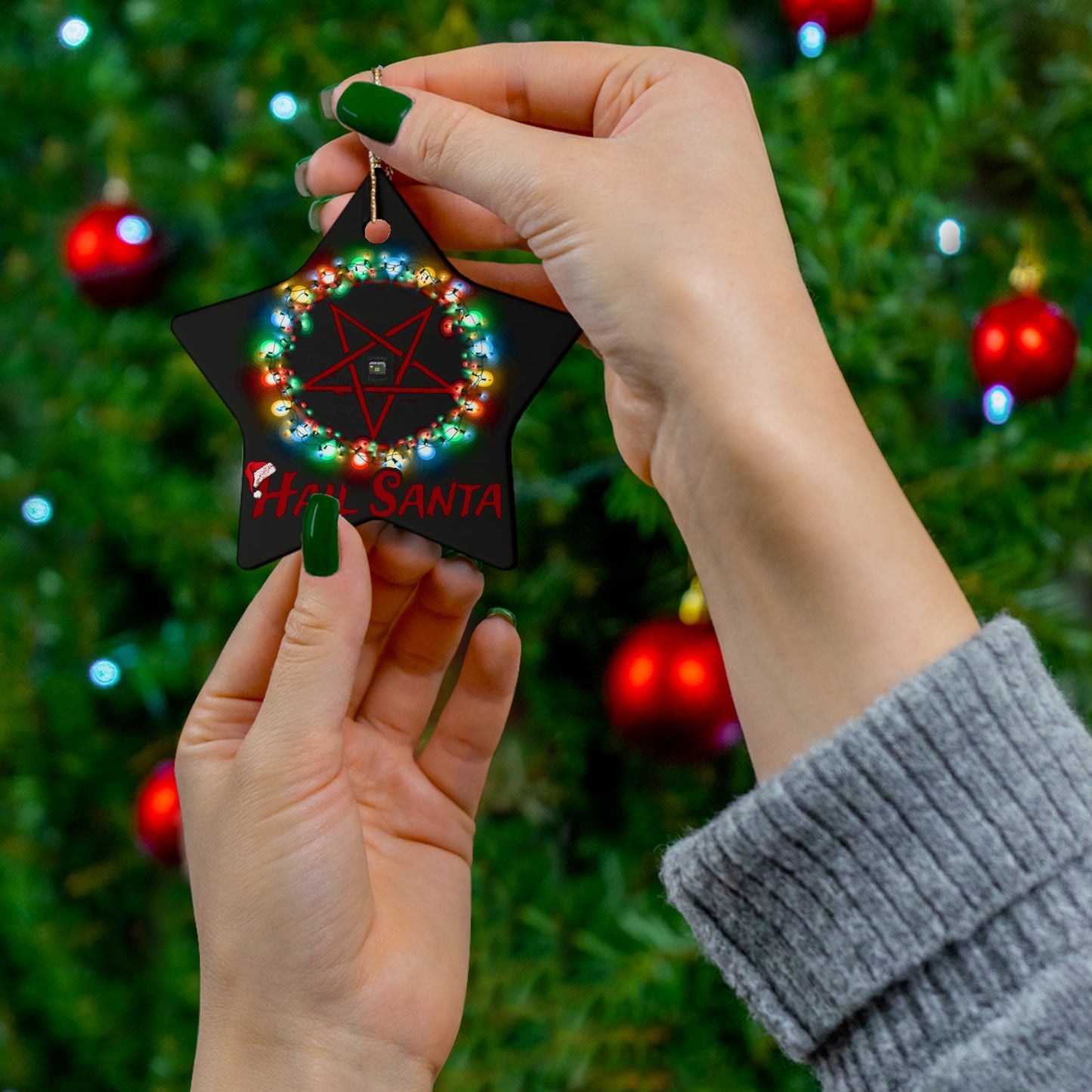 Hail Santa Ceramic Ornament