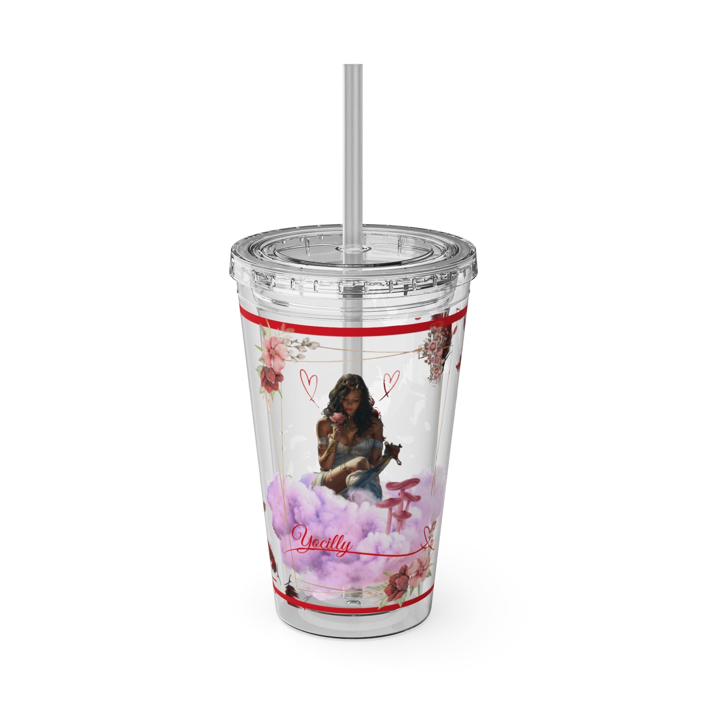 Yocilly's Angels Tumbler with Straw, 16oz