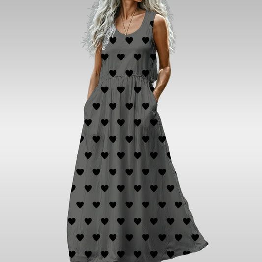 Heart Throb Gray Sleeveless Maxi Dress