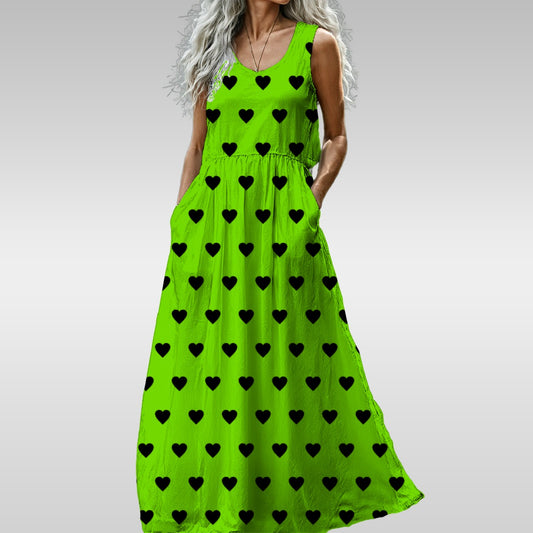 Heart Throb Green Sleeveless Maxi Dress