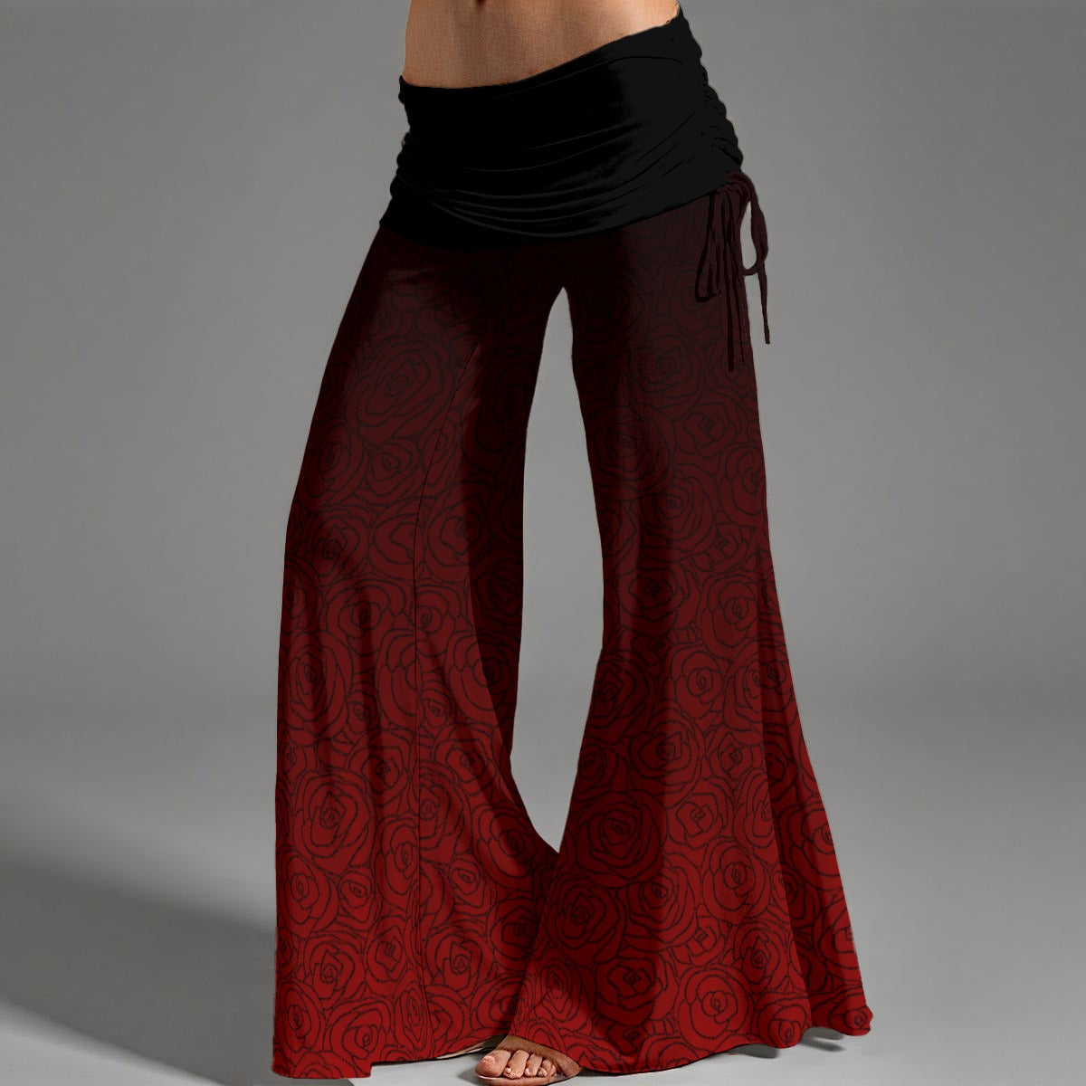 Painted Red High Waist Wide Leg Pants