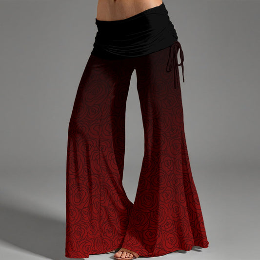 Painted Red High Waist Wide Leg Pants
