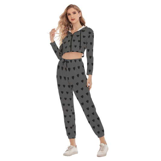 Heart Throb Crop Hoodie Set