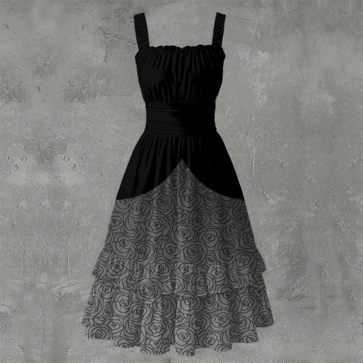 Monochromed Ruffle Hem Dress