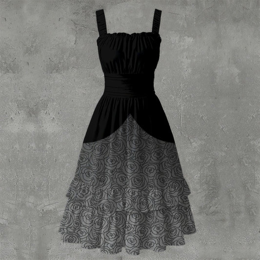 Monochromed Ruffle Hem Dress