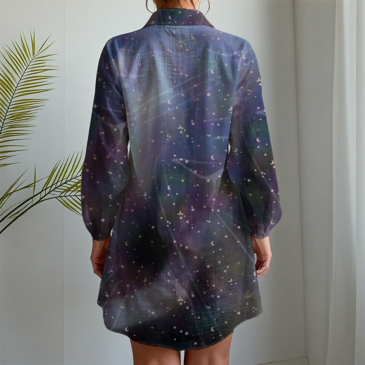 Elliptical Long Sleeve Shirt Dress